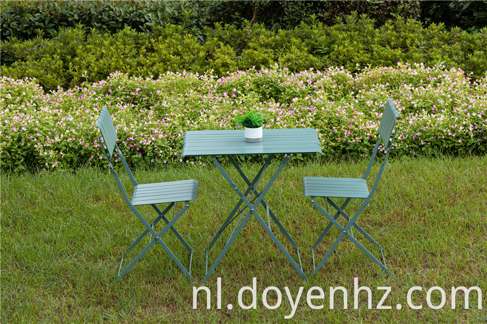 Metal Foldable Outdoor Slatted Table and Chairs 